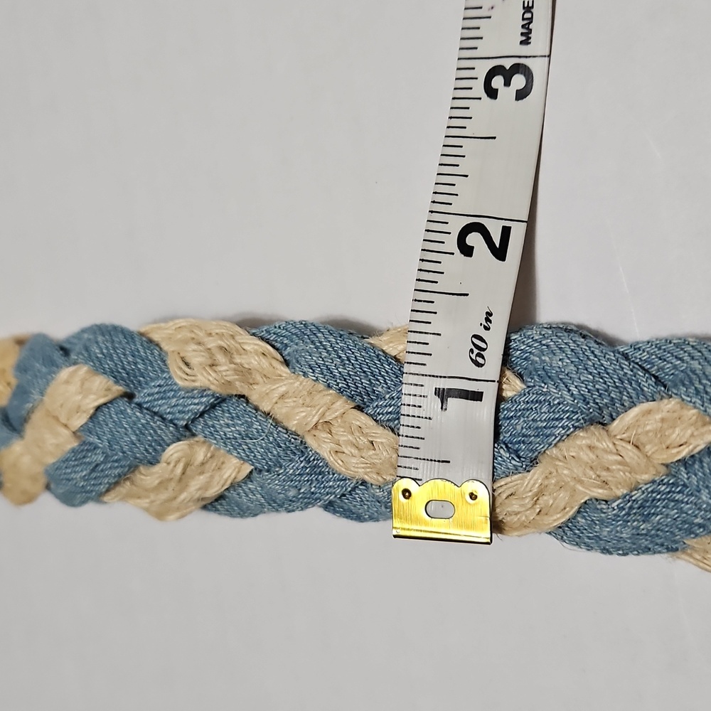 Chic Woven Belt in Blue and Cream Size L - Picture 6 of 10